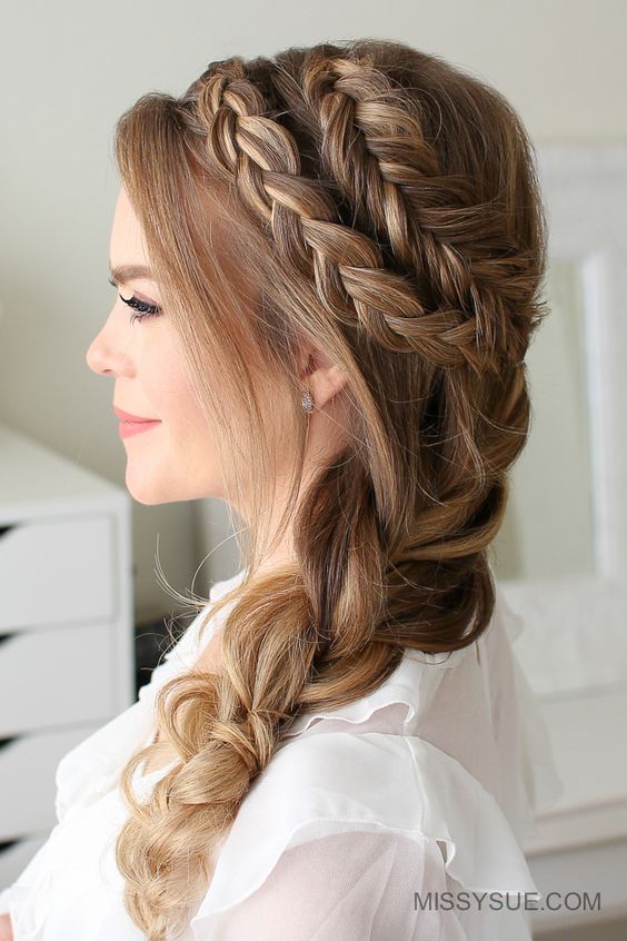 Double Rapunzel Side Rope Braid Hairstyles 2023