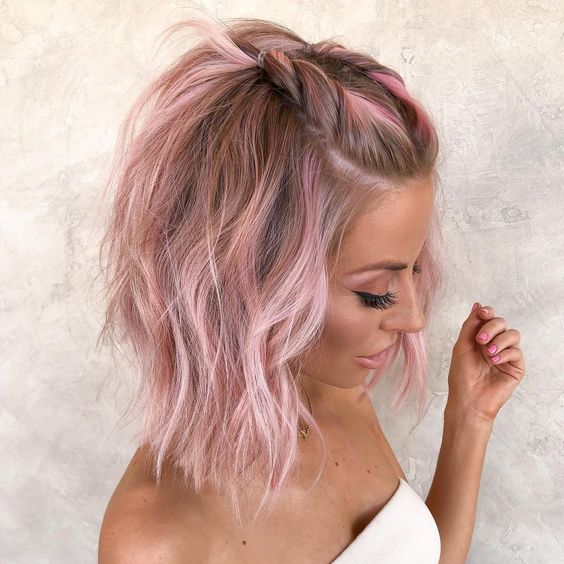 Short Wolf Haircut with Pink Wash