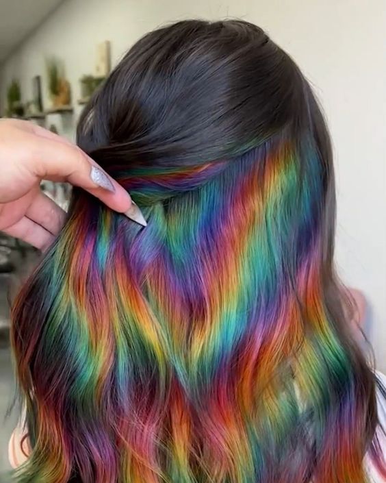 Holographic Rainbow Hair Colored